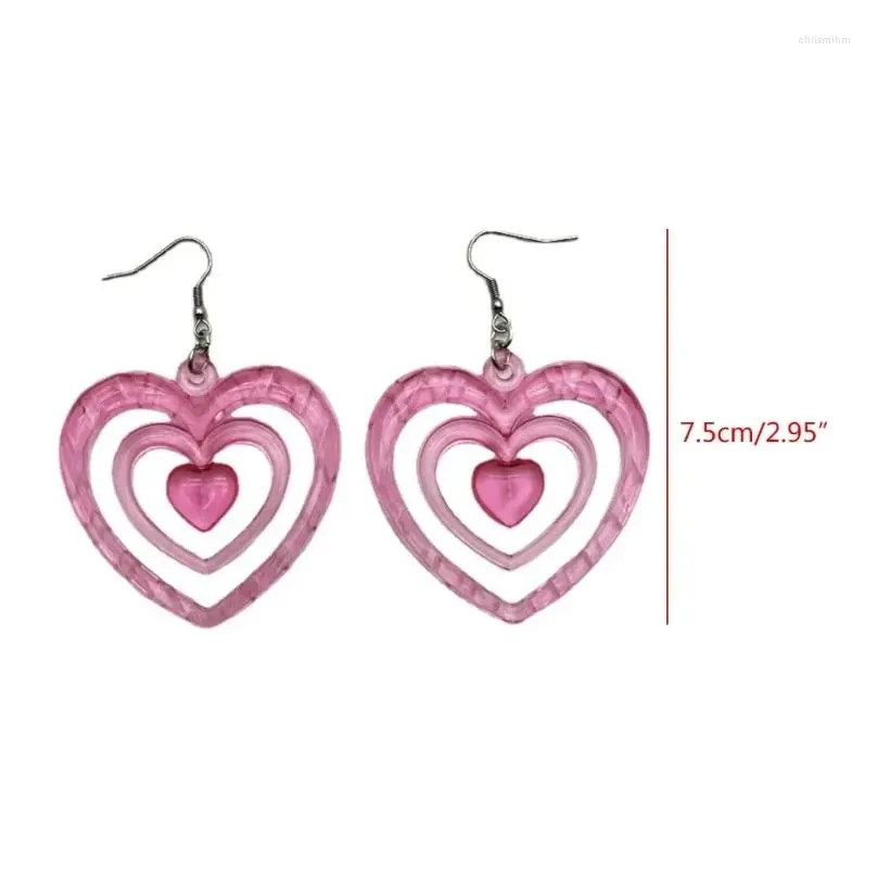 Dangle Earrings Y2K Earring Pink Hollow Out Heart Korean Fashion Aesthetic DIY Love Hook For Women Jewelry