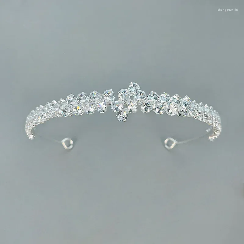 Hair Clips Bride Headband For Wedding Jewelry Accessories Cubic Zirconia Bridal Tiaras Hairband Prom Party Headdress Crown Women