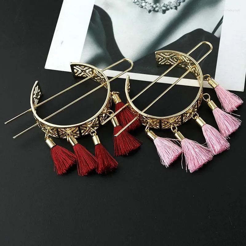 Hair Clips Retro Geometric Hollowing Out Temperament Ball Head Accessoires Chinese Tassel Balls Hairpin Buckle