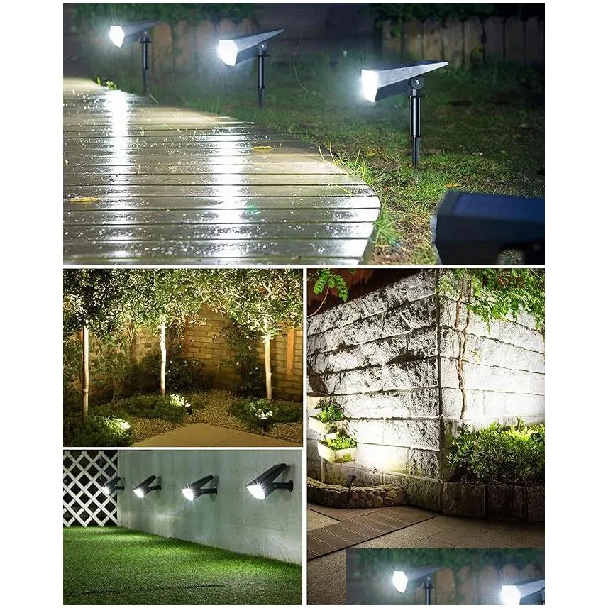 Other Home & Garden Spot Lights Outdoor 2-In-1 Solar Landscape 12 Led Bbs Powered Ip67 Waterproof Adjustable Wall Light For Patio Path Otple