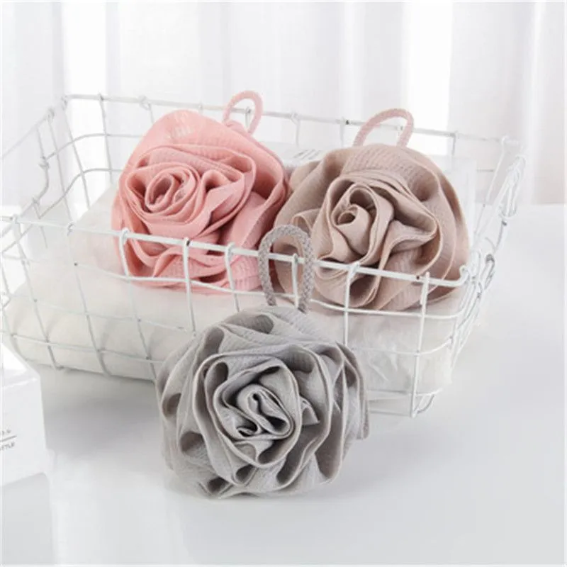 Rose Flower Bath Sponges Balls Designer Bubble Cleaning Net Loofah Shower Soft Girl Bathroom Accessories