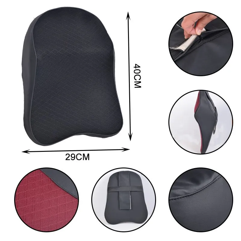 Car Pillow Auto Necks Support Pillows Cushion for Relieving Neck Fatigue with Black Pu Leather and Memory Foam Cars Seat Headrest in Ergonomic Design(1