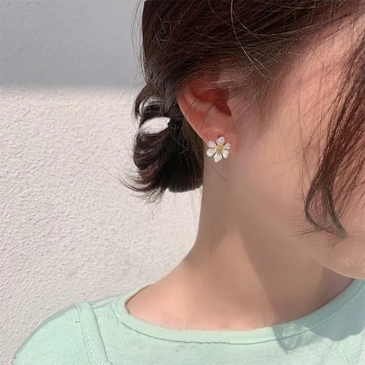 Korean Design Fashion Jewelry Elegant White Flower Earrings Summer Style Holiday Beach Party For Women Stud