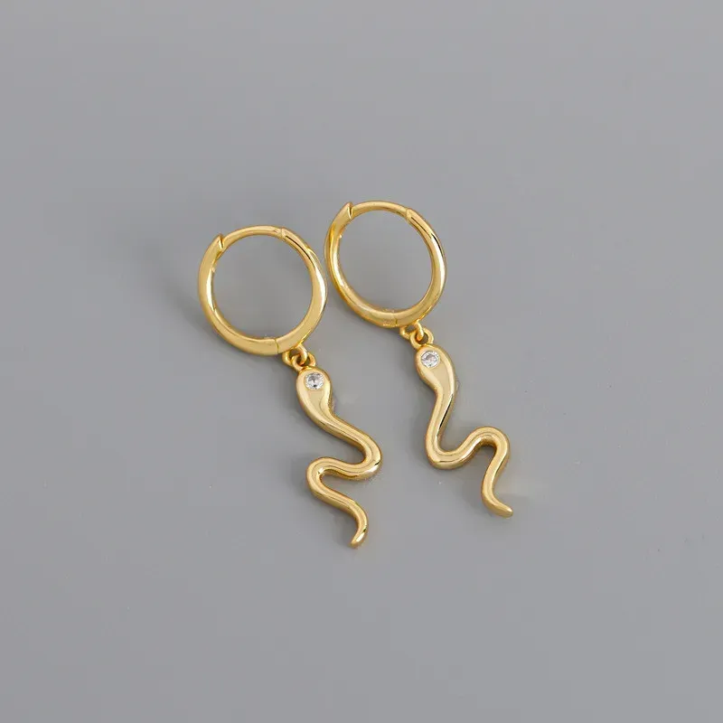 Stud Earrings WANTME Real 925 Sterling Silver Hanging Snake For Fashion Women Party Bohemian Animal Fine Jewelry 2024 Gift