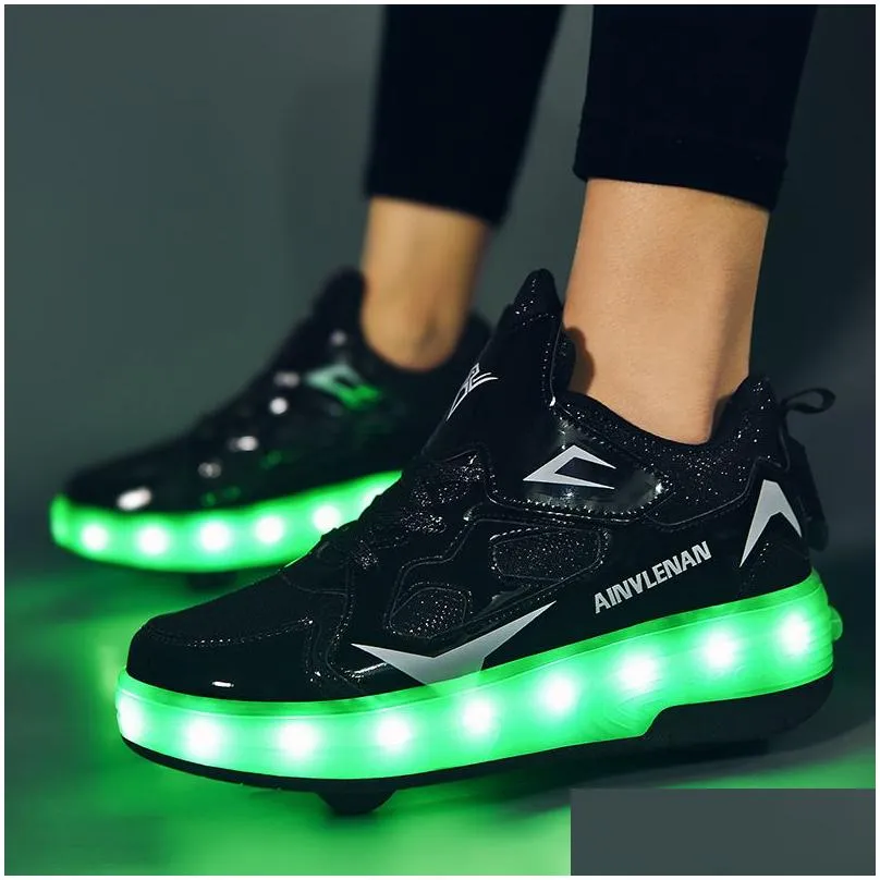 Inline & Roller Skates Glowing Two Wheels Usb Charging Skate Shoe Fashion Children Sneaker Boys Parkour Drop Delivery Sports Outdoors Dhnts