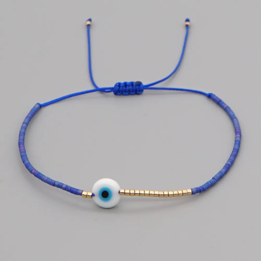 Charm Bracelets Dainty Evil Eye Chain Bracelet Lovely Blue Eyes Beads Link Bangle Good Luck Protection Enamel Beaded Tur Dhseller2010 Otyqr