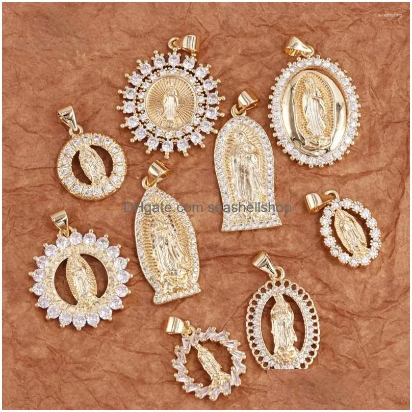 Pendant Necklaces Ruixi Fashion Charms JoyerIa Religiosa Jewelry Femme Shiny No Faded Accessories Christian Holy Virgin Mary Guadalupe