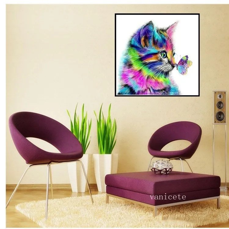 DIY Diamond Painting for Adults and Kids Gifts, Full-Screen Paint-By-Number Art Kits as Home Store or Office Wall Decoration - Cat