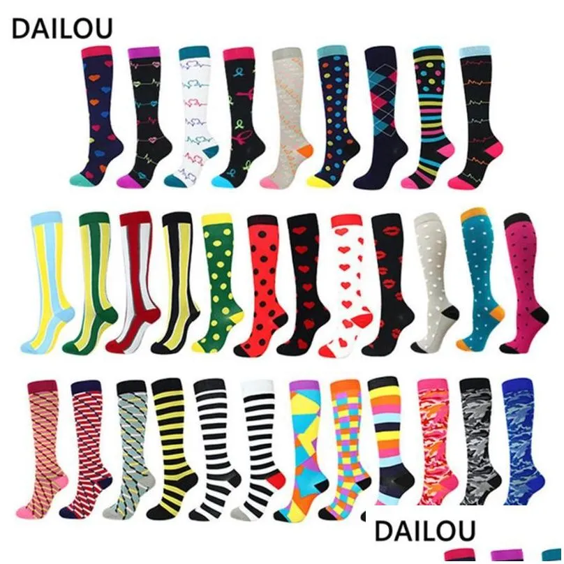 Men`S Socks 37Style Men Women Nursing Compression Uni Outdoor Sports Run Travel Pressure Long Relieve Knees Pain Drop Delivery Appare Dhtnh