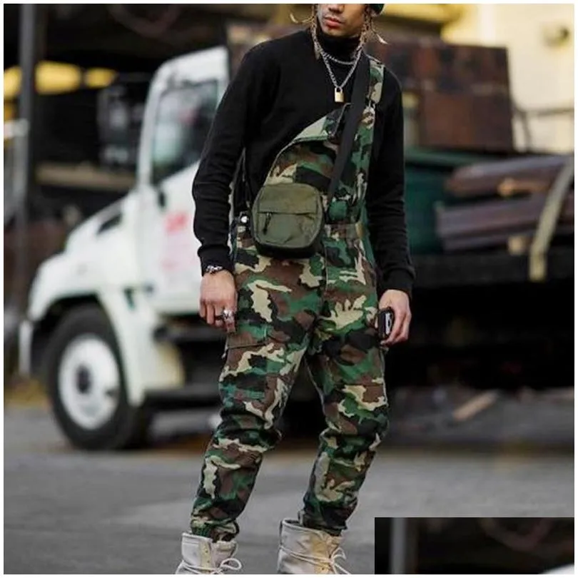 Men s Camouflage Jumpsuit Stylish One Shoulder Casual Overalls for Men