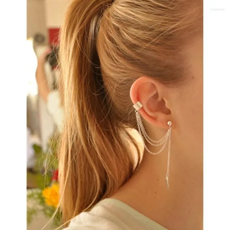 Dangle Earrings 2023 Top Fashion Real Aretes Pendientes Cross-border Personality Ear Clip Tassel Manufacturer Wholesale Metal Leaves
