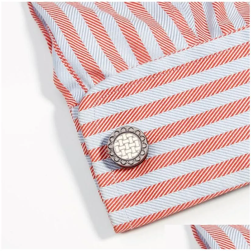 Cuff Links High quality gray fashionable striped personalized shirt sleeve studs Classic French Shirt For Men Wedding Gifts