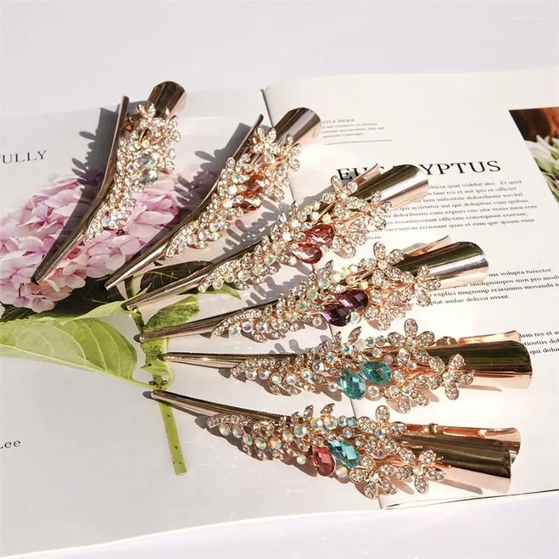Hair Clips Flower Crystal Metal Non-slip Crocodile Clip Hairdressing Styling Tool Accessories Women Barrettes