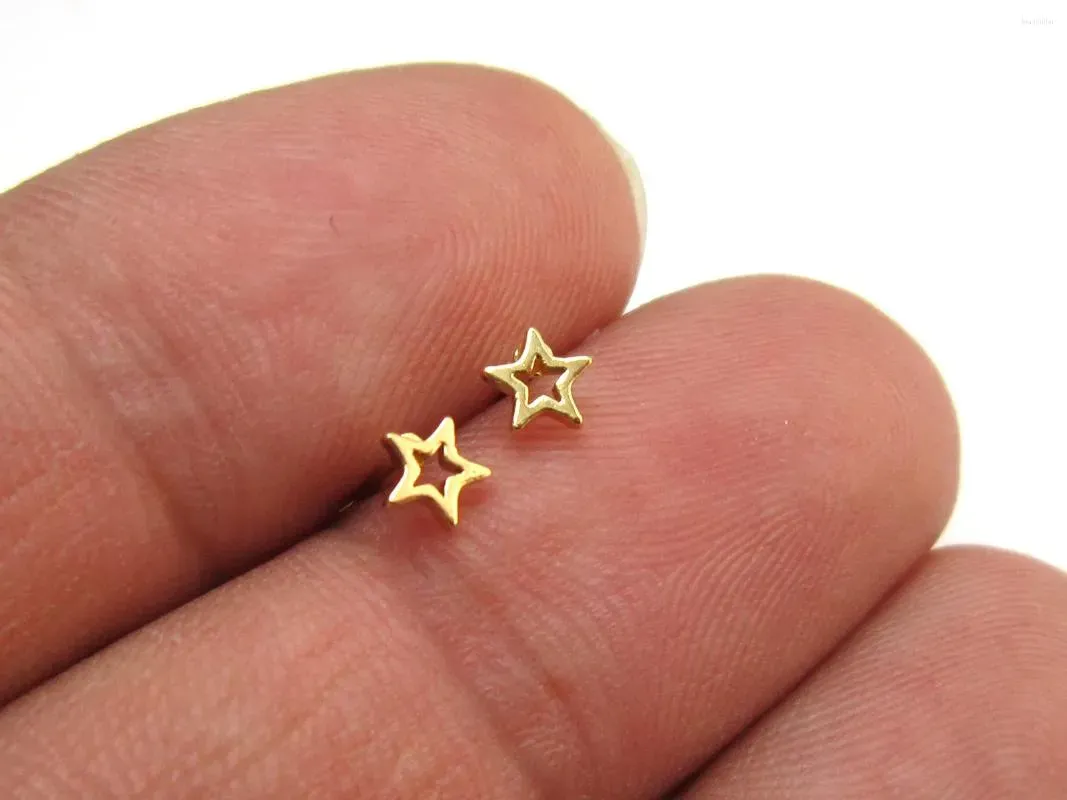 Stud Earrings 10pcs Star Tiny Earring Post Accessories Studs Real Gold Plated Jewelry Supplies - GS017