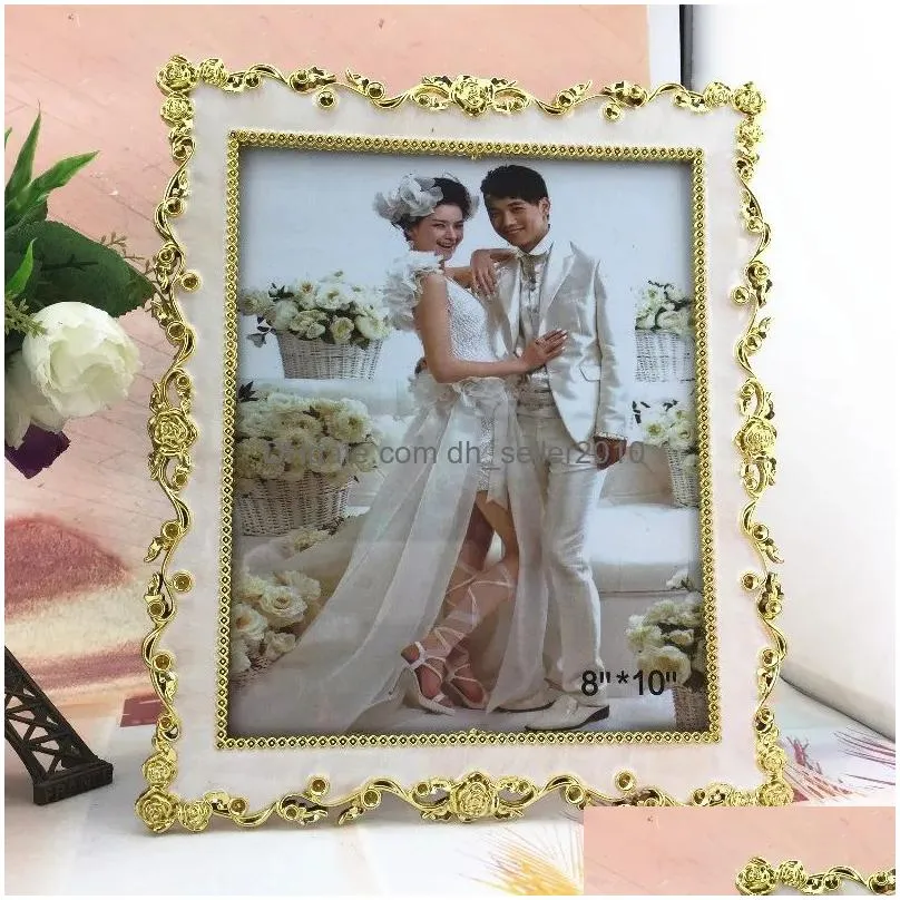 Frames And Mouldings Frame European Style Metal Po Floral Creative Enamel Display Home Art Decor Wedding Birthday Drop Delivery Garden Dh1Ju