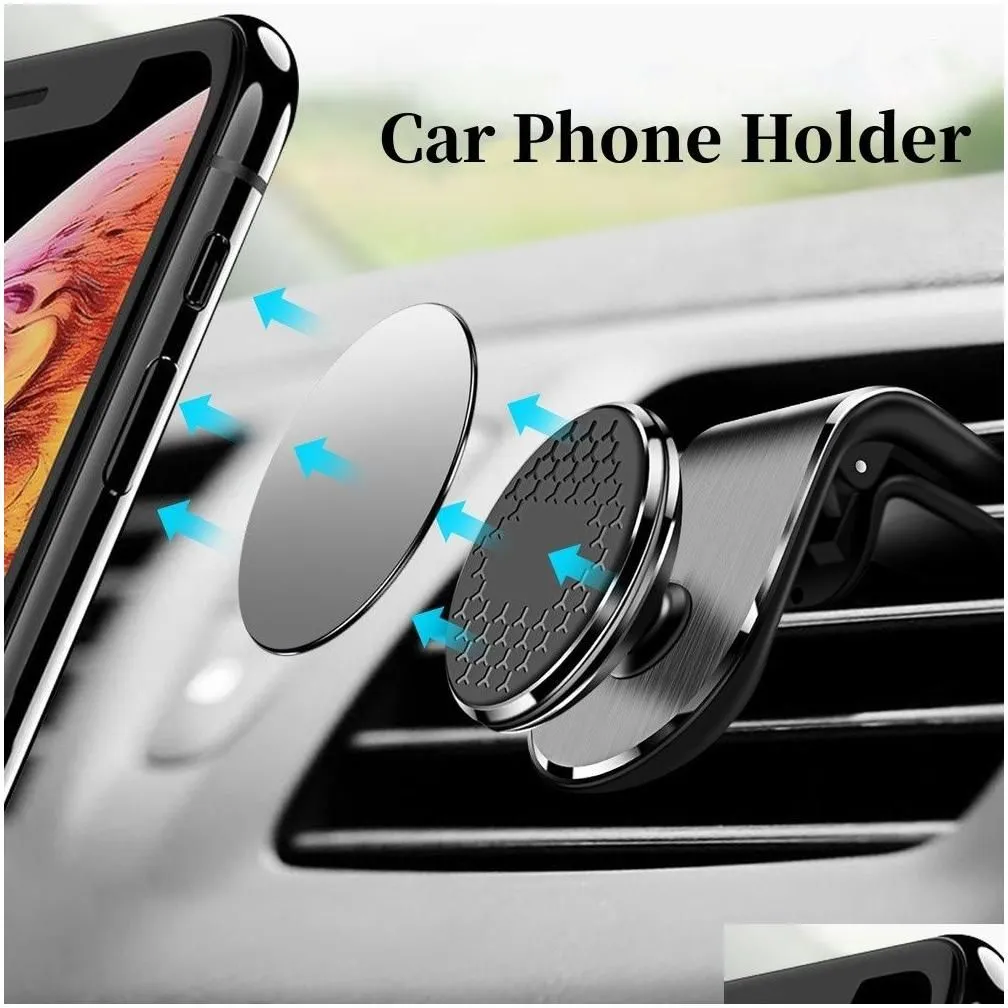 Car Holder Magnetic Hands Phone Air Vent Clip Mount Rotation Satnav Gps Support For Adjustable Mobile Stand In Drop Delivery Automobil