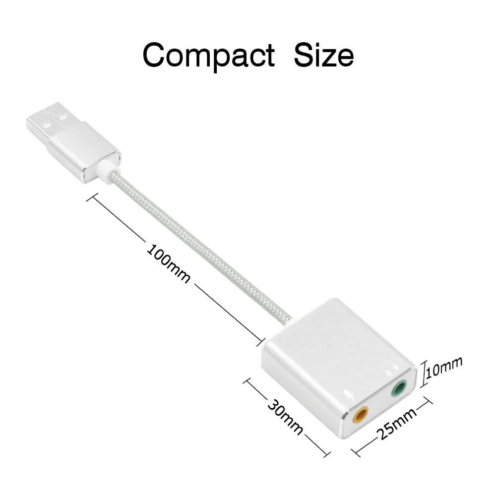 Sound Cards Aluminium Alloy External Laptop Card Usb 2.0 Virtual 7.1 Channel O Adapter With Wire For Pc Box Package Drop Delivery Comp