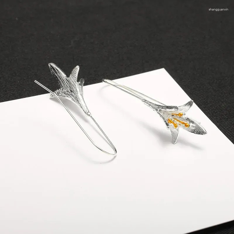 Dangle Earrings Woozu Korean Fashion Long Slope Geometric Asymmetry Vintage Orchid For Women Gift Party Wedding