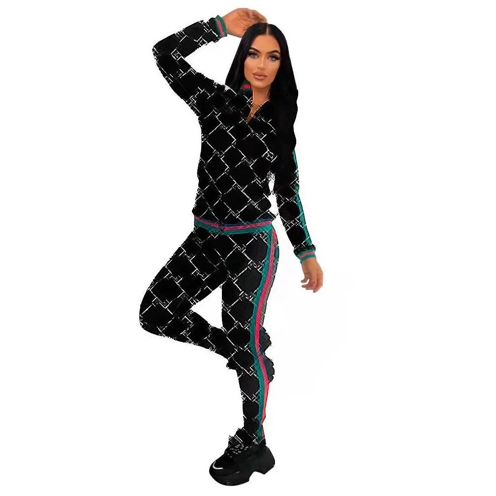 Casual Two Piece Pants Tracksuit Women Zip Jacket and Trouser Set Sweatsuits Free Ship