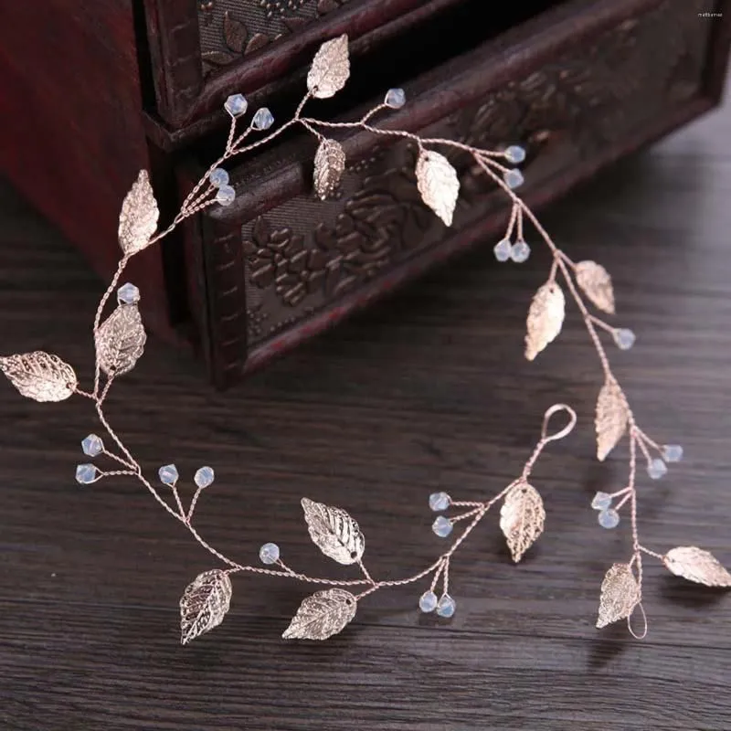 Hair Clips Gold Metal Hoop With Color-preserving Shiny Crystal Leaf Design For Girlfriend Wife Bride Bridesmaids