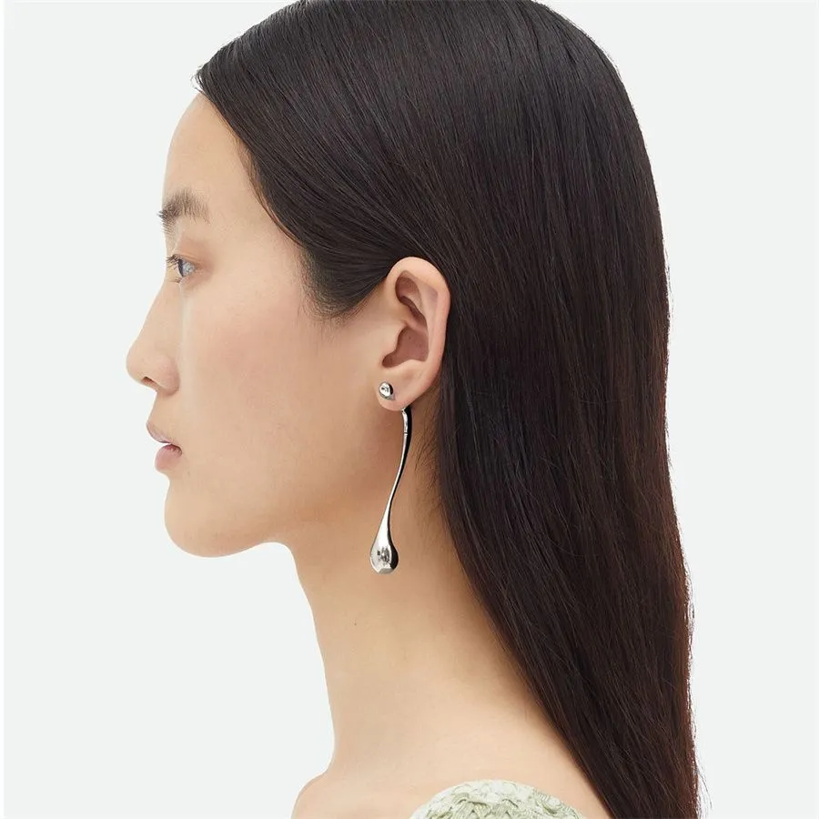 French Minimalist Water Drop Note Earrings For Women`s Light Luxury High-End Long Flowing Curves Party Fashion Charm Jewelry