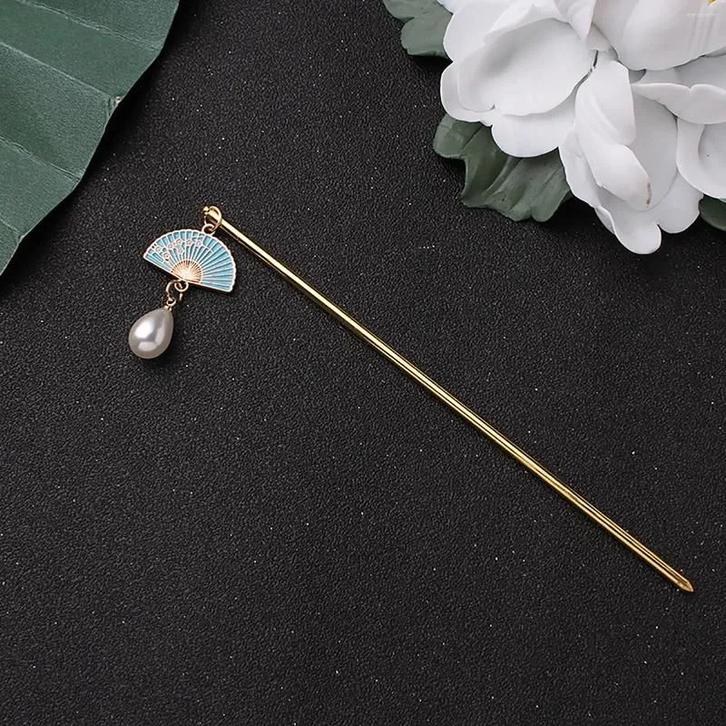 Hair Clips Woman Hanfu Matching Hairpin Vintage Style Fan Pendant Alloy Chopstick For Pairing With Clothes