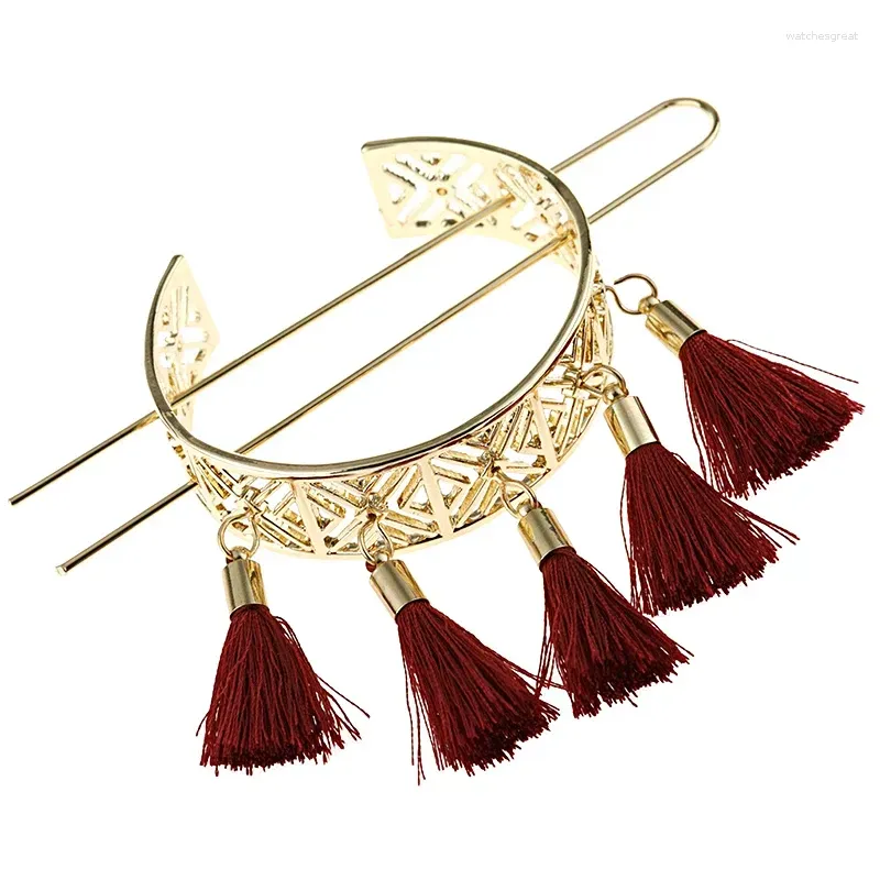 Hair Clips Retro Geometric Hollowing Out Temperament Ball Head Accessoires Chinese Tassel Balls Hairpin Buckle