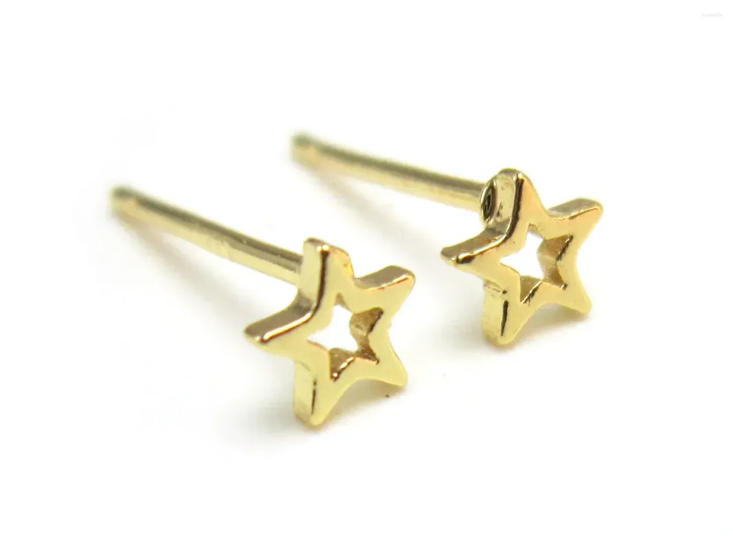 Stud Earrings 10pcs Star Tiny Earring Post Accessories Studs Real Gold Plated Jewelry Supplies - GS017