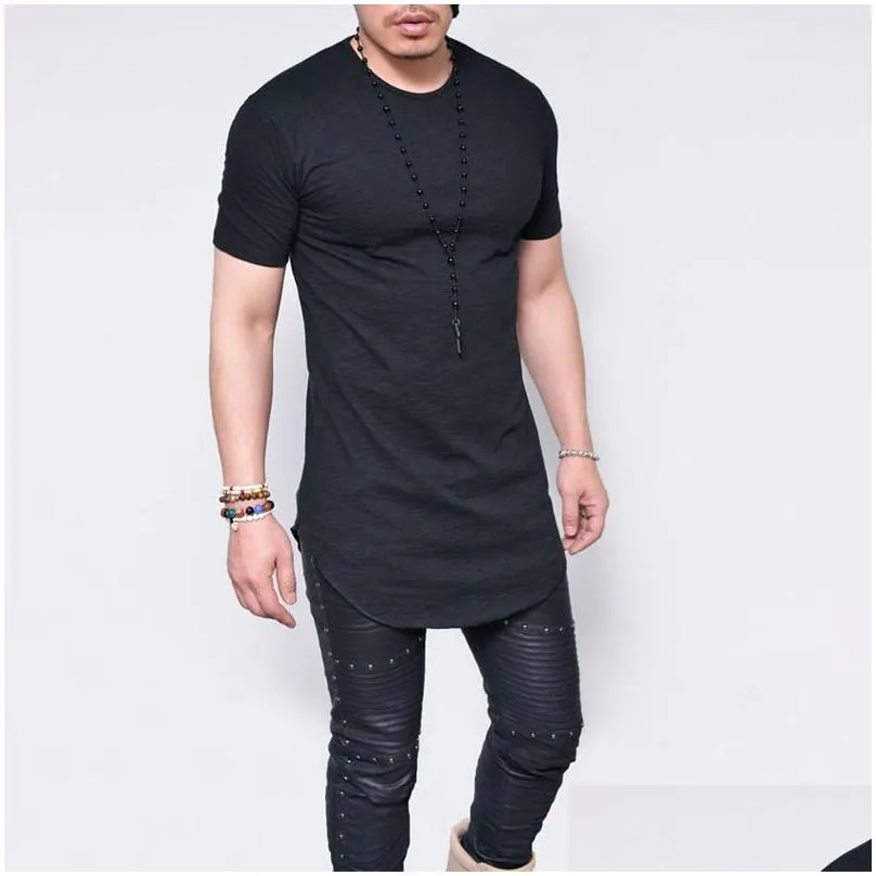 Men`S T-Shirts Style Men New Round Collar Short Sleeve T Shirt In The Long Europe And United States Shirts Drop Delivery Apparel Cloth Dhpnl