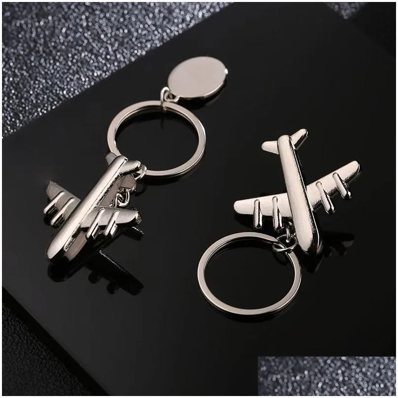 Other Interior Accessories Gift Metal Plane Keychain Buckle Mini Key Chain Aircraft Model Keyring Airplane Gifts For Men Women Kids