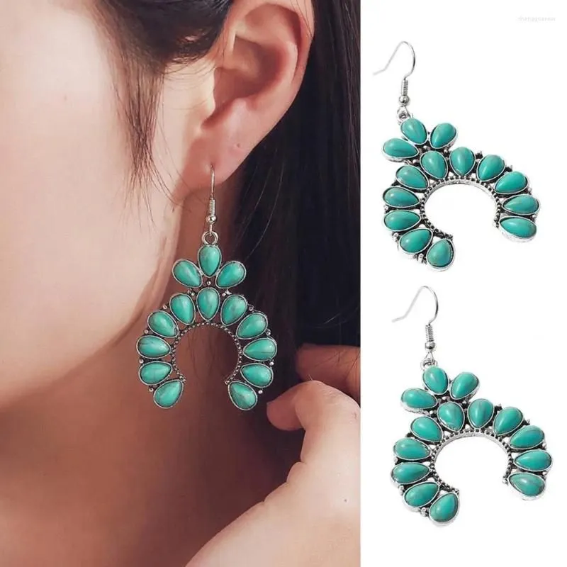 Dangle Earrings Faux Turquoise Fashion Accessories Bohemian Vintage Geometric Cutout Pendant Jewelry For Women Retro Wife