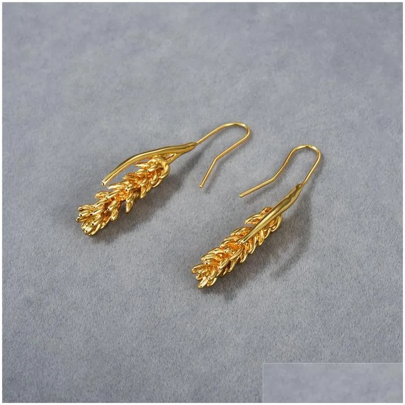 Stud 2024 European/American Fashion Wheat Ear Long Earrings Unique/Simple Personality Versatile Jewelry Drop Delivery Otx12