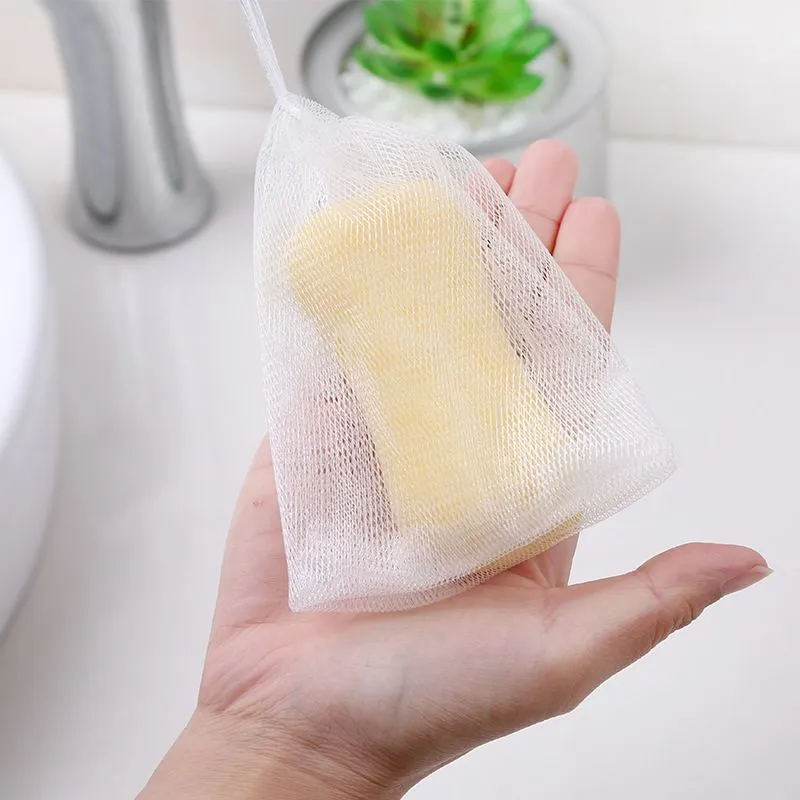 Soaps Bag Skin-friendly Dual Mesh White Color Soap Saver Bags for Bath Cream Foaming Bathroom Accessories