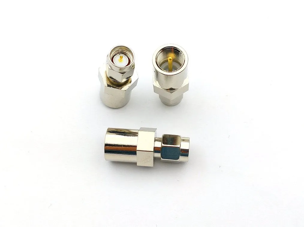 50PCS brass Adapter FME plug Male to SMA Male RF connector adapter