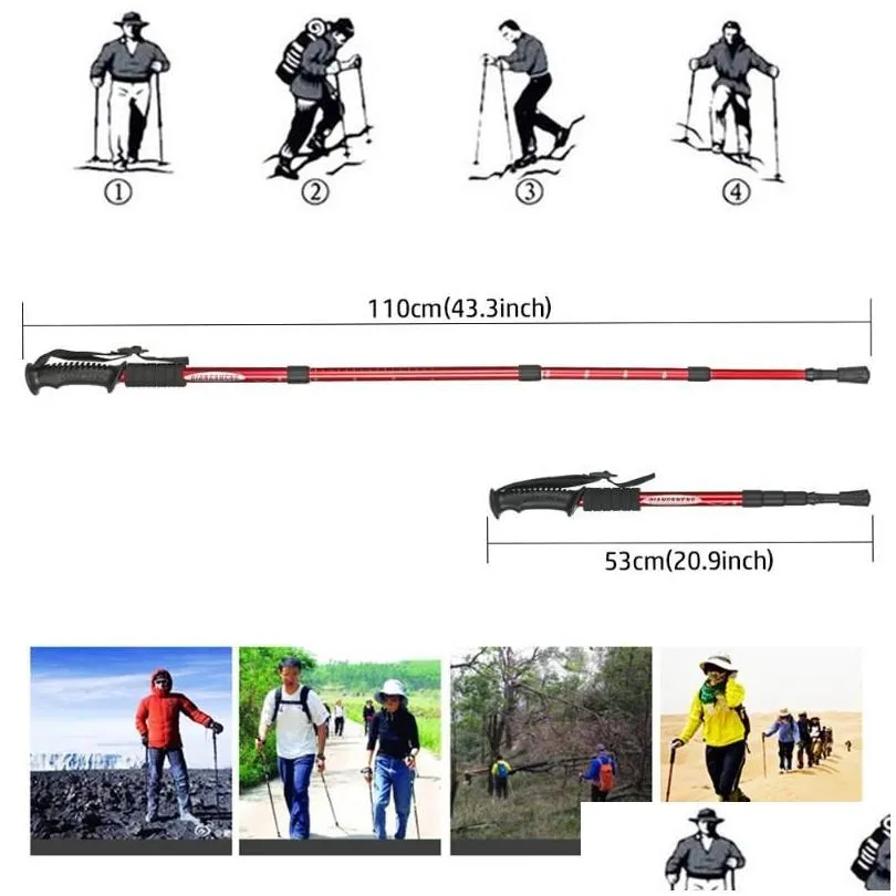 Ultralight Anti Nordic Walking Sticks Trekking Hiking Poles Canes With Rubber Tips Protectors1346214