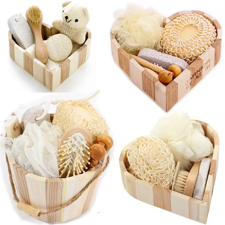 Bath Accessory Set Heart shaped cylindrical bathroom gift box shower supplies holiday business gift gift shower set LT771