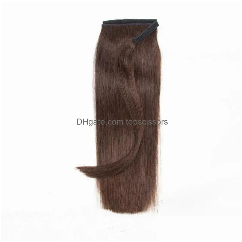 Ponytails Real Natural Hair Ponytail Human Extensions Remy Clip On 12-24Inch Thick Ends Blonde Drop Delivery Products Dhh09