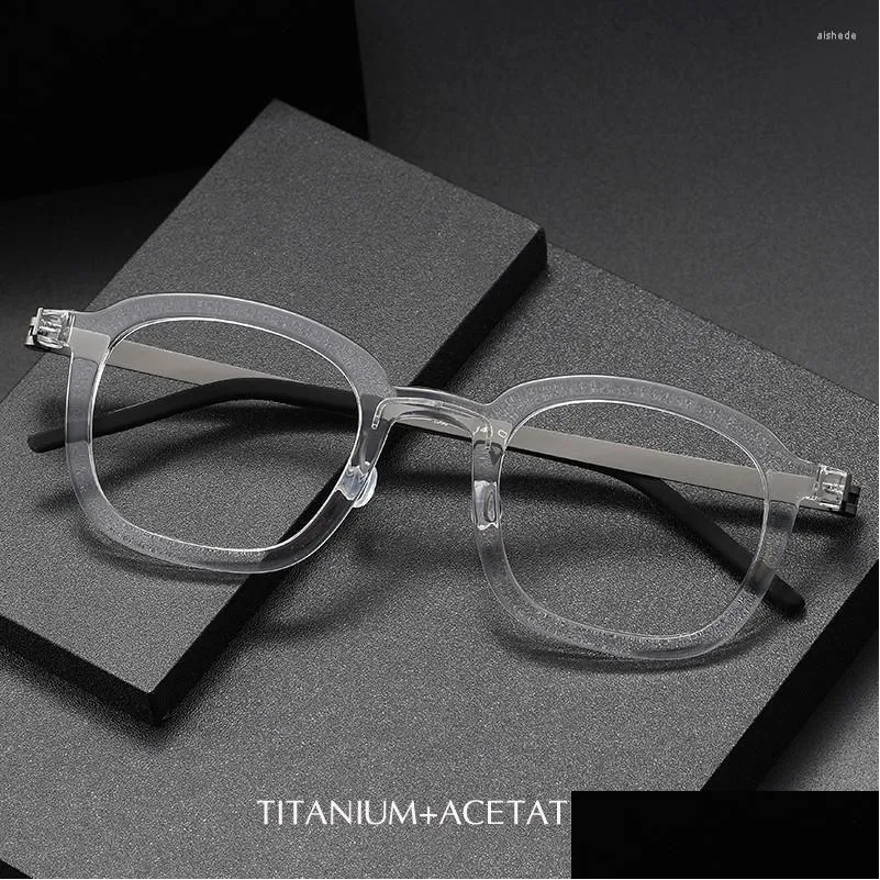 Sunglasses Frames 2024 Brand Designer Men`s Vintage IP Titanium Acetate Glasses Women Big Square Optical Myopia Lenses Prescription