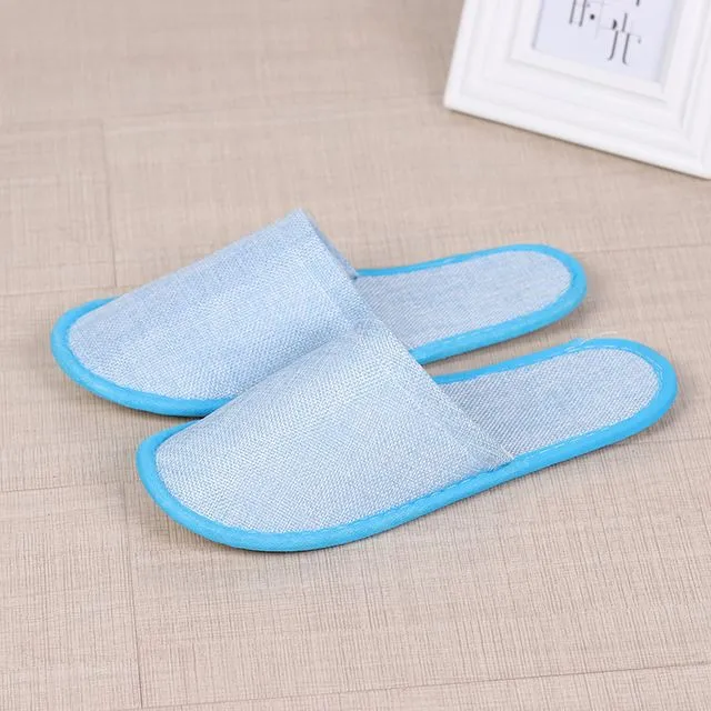 8styles Disposable Slippers Hotel SPA Home Guest Shoes Anti-slip Cotton Linen Slippers Comfortable Breathable Soft One-time Slipper