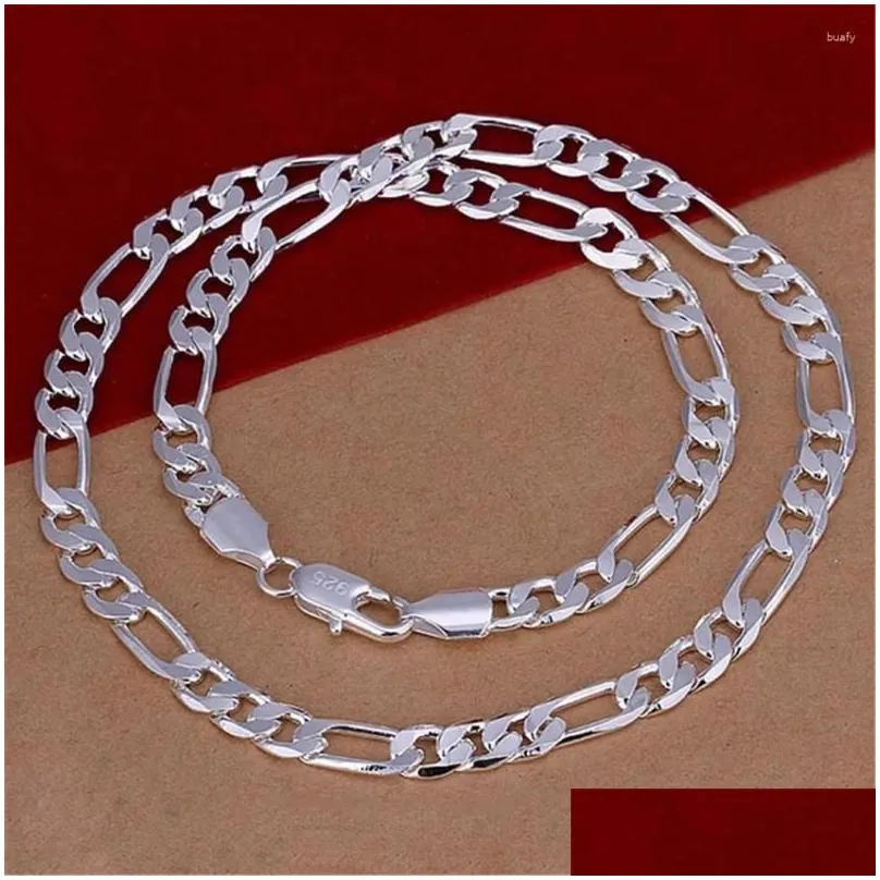 Pendant Necklaces Wholesale 925 Stamp Sier Color Necklace High Quality Wedding Noble Women Men 8Mm Chain Man Charm 45-60Cm Fashion D Otlpi