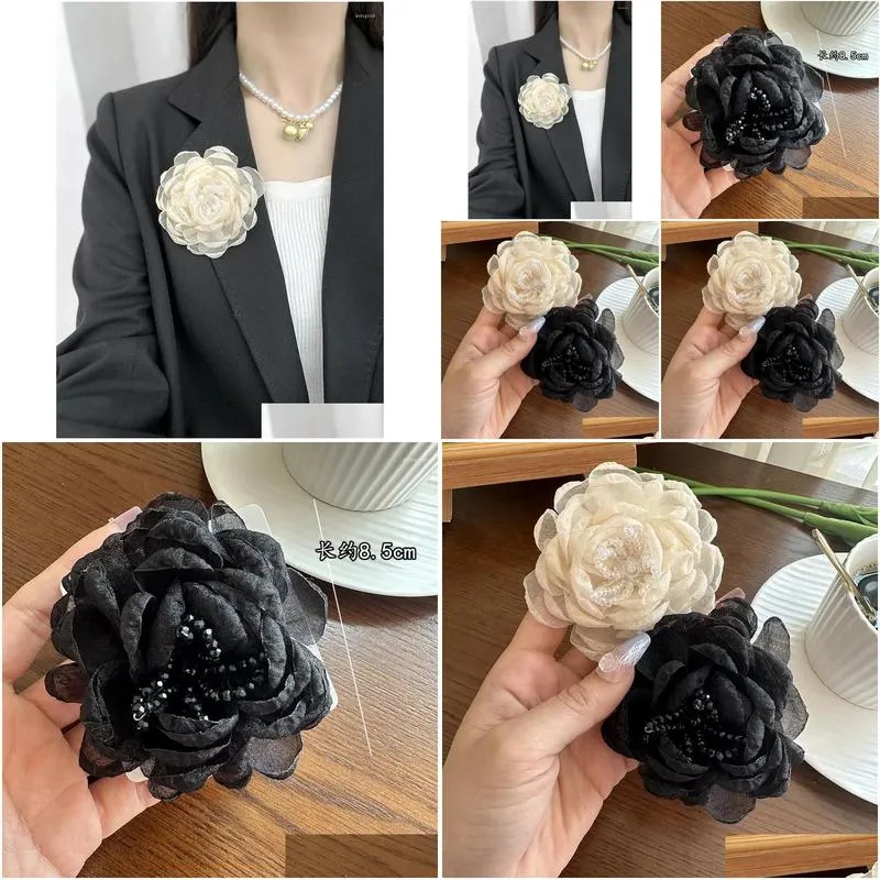 Brooches Daily Exquisite Classic Black And White Flower Brooch Luxury Suit Pins