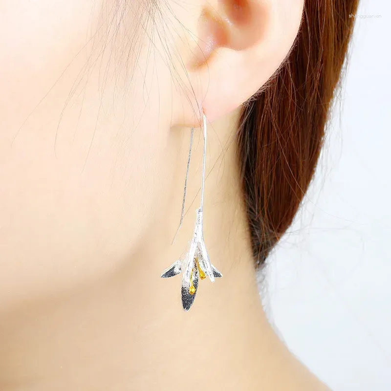 Dangle Earrings Woozu Korean Fashion Long Slope Geometric Asymmetry Vintage Orchid For Women Gift Party Wedding