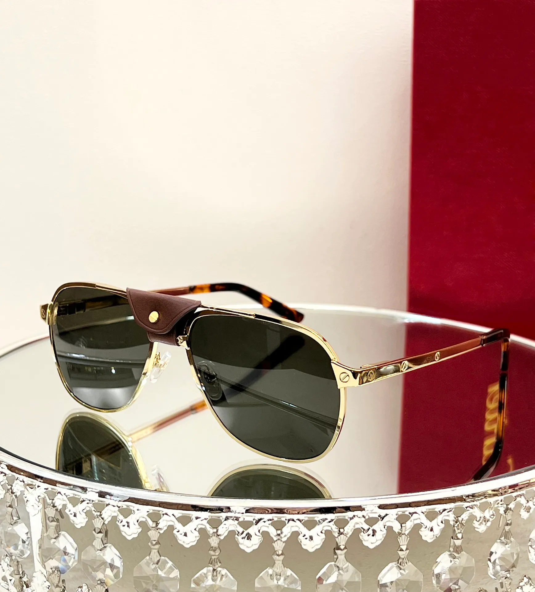 luxury CARTER LUNETTES designer sunglasses men women 0165 famous brand metal frame pilot style popular eyeglasses original quality sun glasses with red case