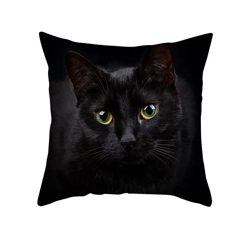 45 x45cm European luxury velvet cushion chair of sofa cover black cat white printing for home decoration square pillow 16 colors
