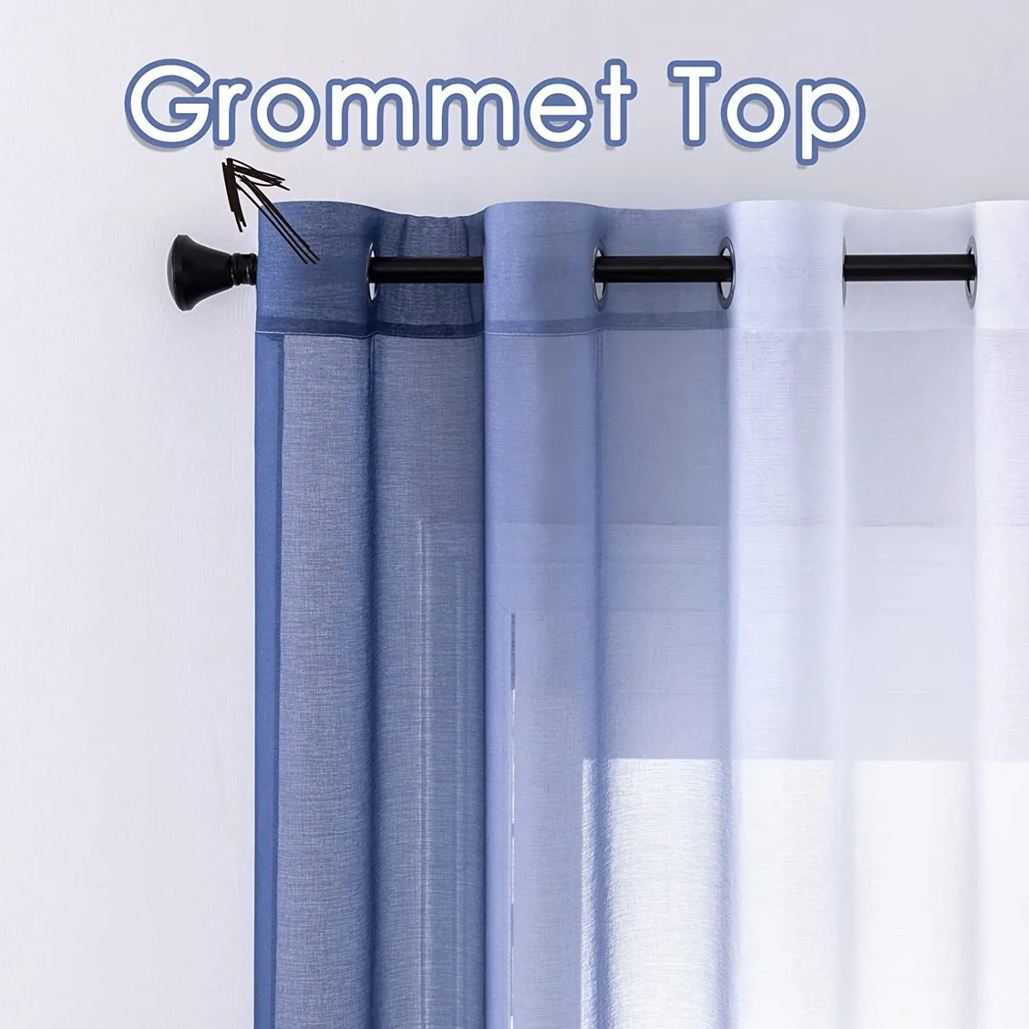Sheer Curtains LISM Gradient Left and Right Tulle Curtains for Living Room Bedroom Organza Voile Curtain Window Treatment Panels Drapes Custom