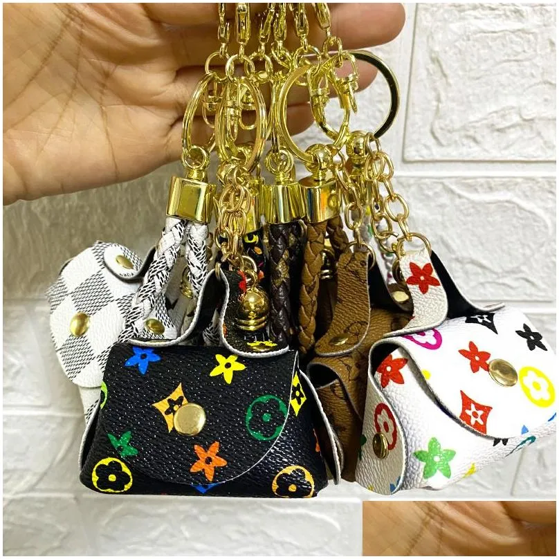 Creative Keychain Leather Mini Wallet Ornaments Fashion Car Key Chain Lover`s Bag Decorative Pendant Wholesale