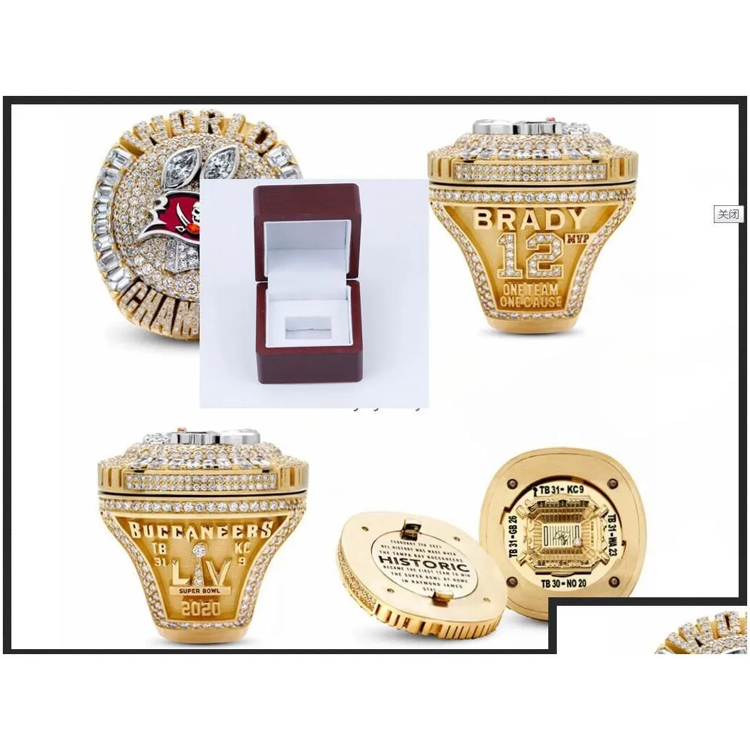 Three Stone Rings 2020-2021  Bay Buccanee Championship Ring Display Box Souvenir Fan Men Gift Wholesale size 8-14