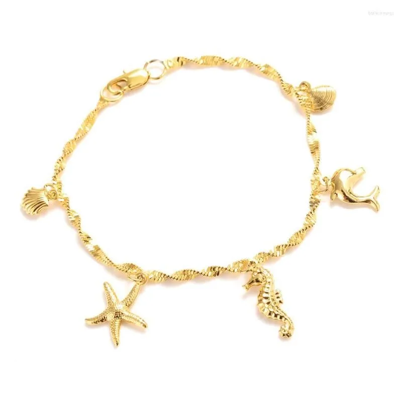 Charm Bracelets 21cm Shell Pendant Bracelet For Women Kids Girls Chain Gold Color Diy Charms Anklet Chains Jewelry Gift Her