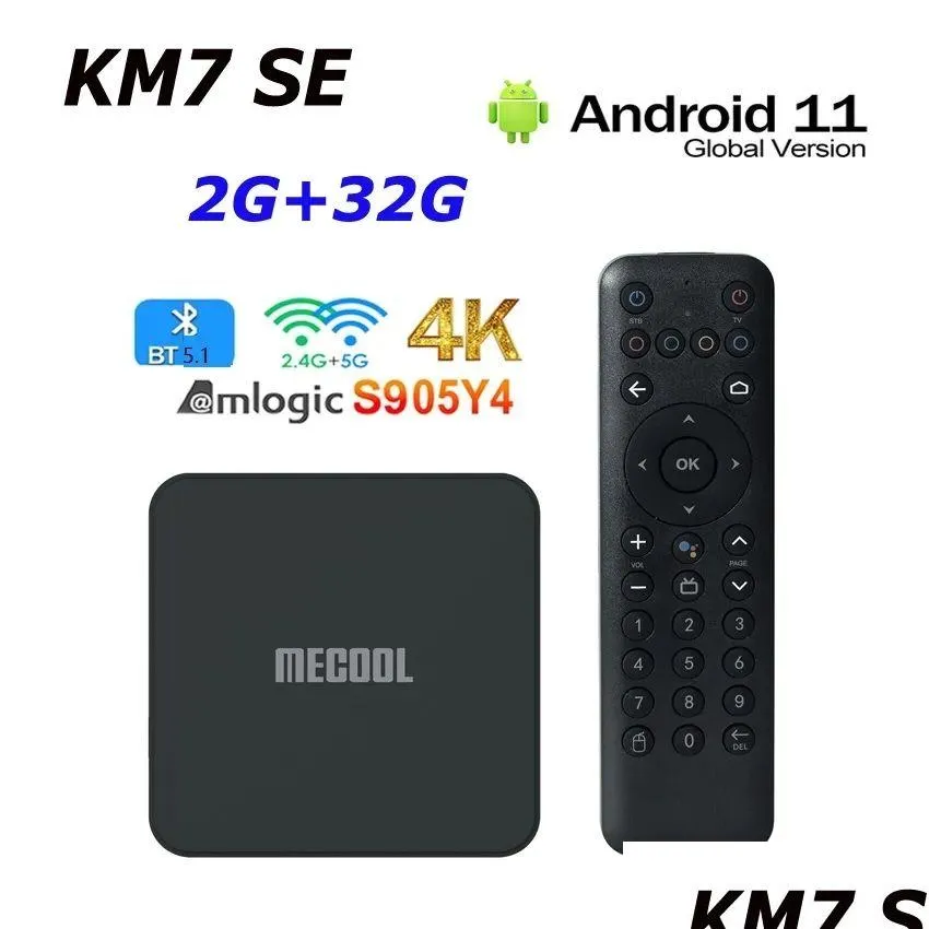 Android Tv Box Mecool Km7 Se Amlogic S905Y4 11 4K Atv Certified 2Gb 32Gb Bt5.1 Media Player Pk Kp1 Km2 Plus Best Quality Drop Delivery Otgt4