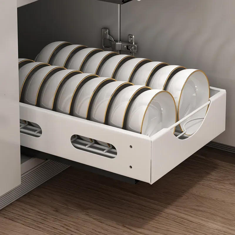 Storage Holders Racks Kitchen Plate Storage Rack Kitchen Cabinet Built-in Pull-out Clatter Partition Storage Rack Household Drawer Kitchen Organizer